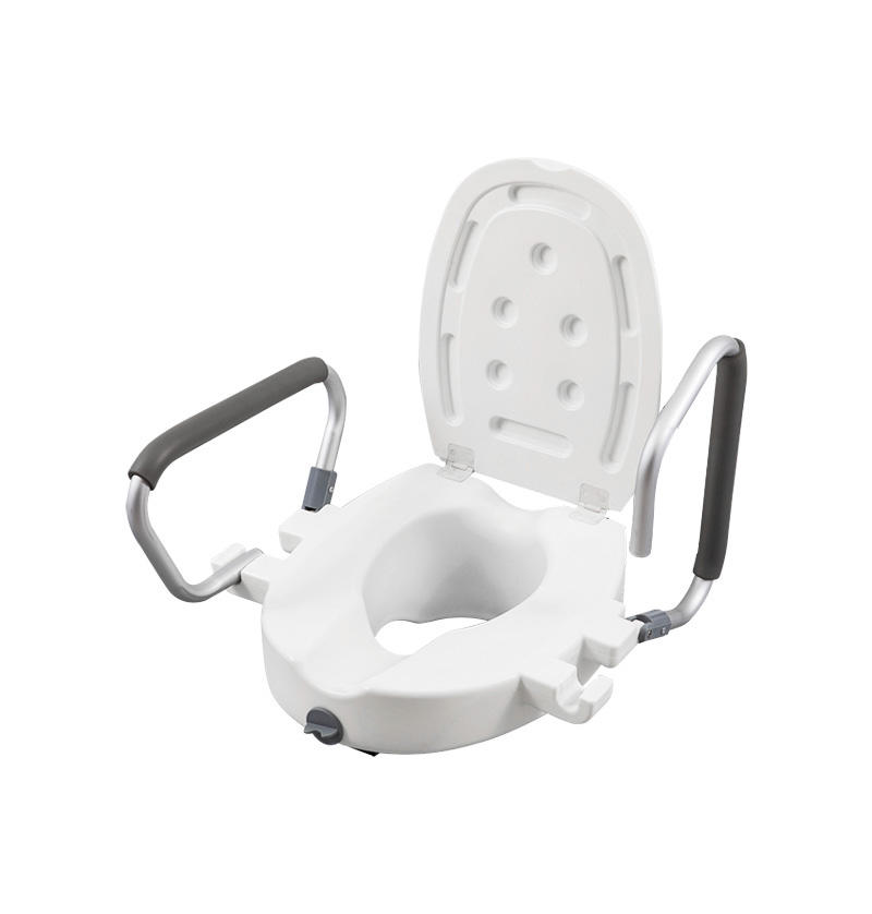 E-Z lock Raised toilet seat with handles & lid