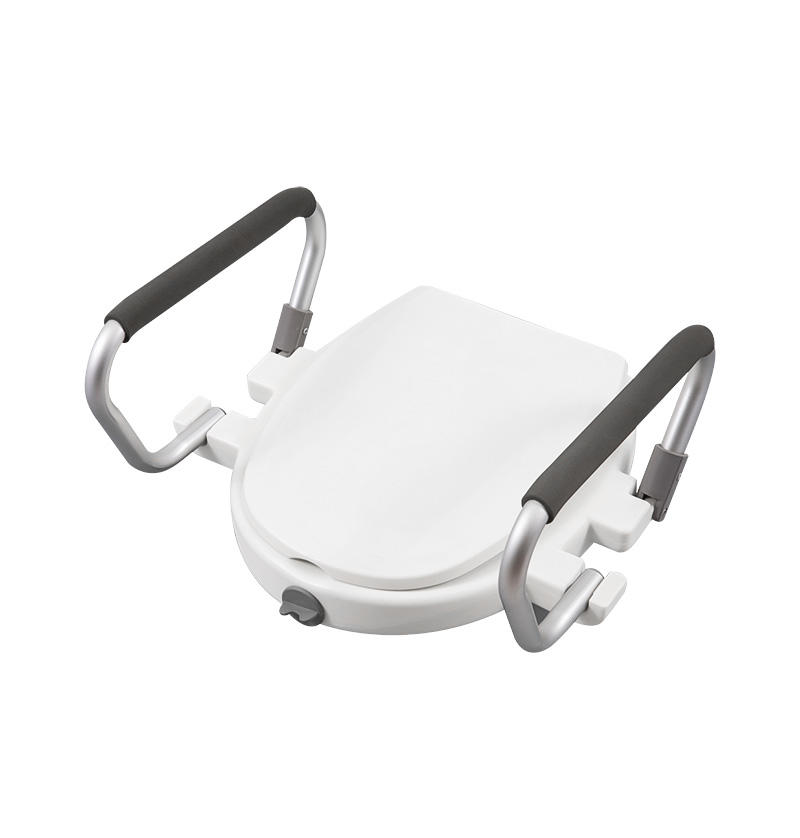 E-Z lock add 4' height Raised toilet seat with handles & lid